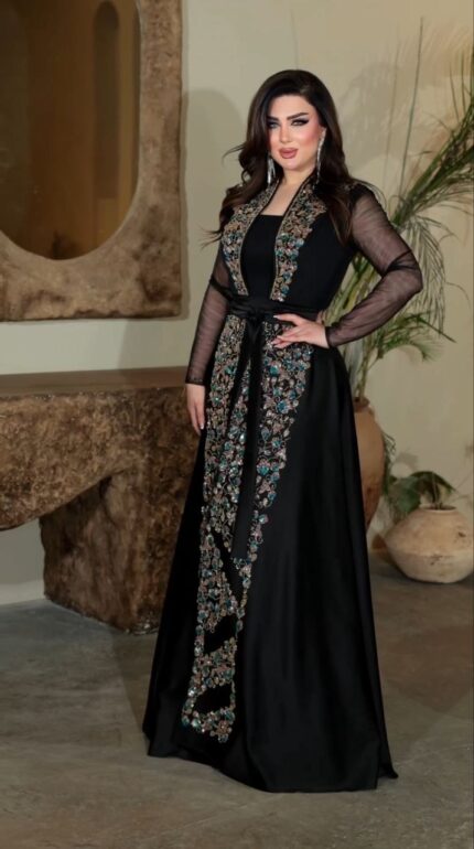 Zena Fashion Özel Tasarım Fas Kaftanı Siyah